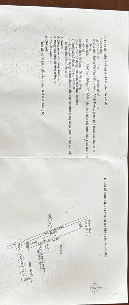 Đất Mặt Tiền Võ Văn Kiệt, Vĩnh Thuận - 3764m² Giá Đầu Tư 13.7 Tỷ