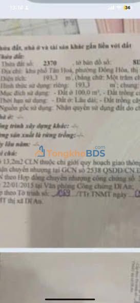 Đất nền Dĩ An 193m² - Sát KTX ĐHQG, tiềm năng cho thuê sinh viên