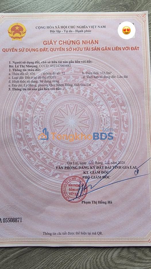 Đất Thổ Cư Sổ Đỏ Chính Chủ - Lý Hưng, Quy Nhơn 133.5m²