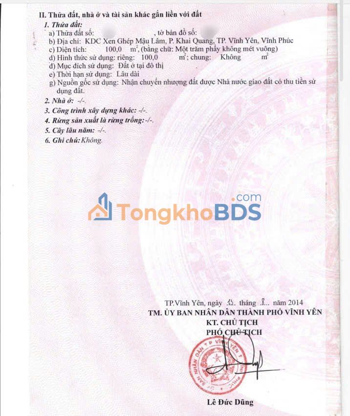 Đất Nền Vĩnh Yên 100m² - Sổ Đỏ Full Thổ Cư, Sẵn Sàng Xây Dựng