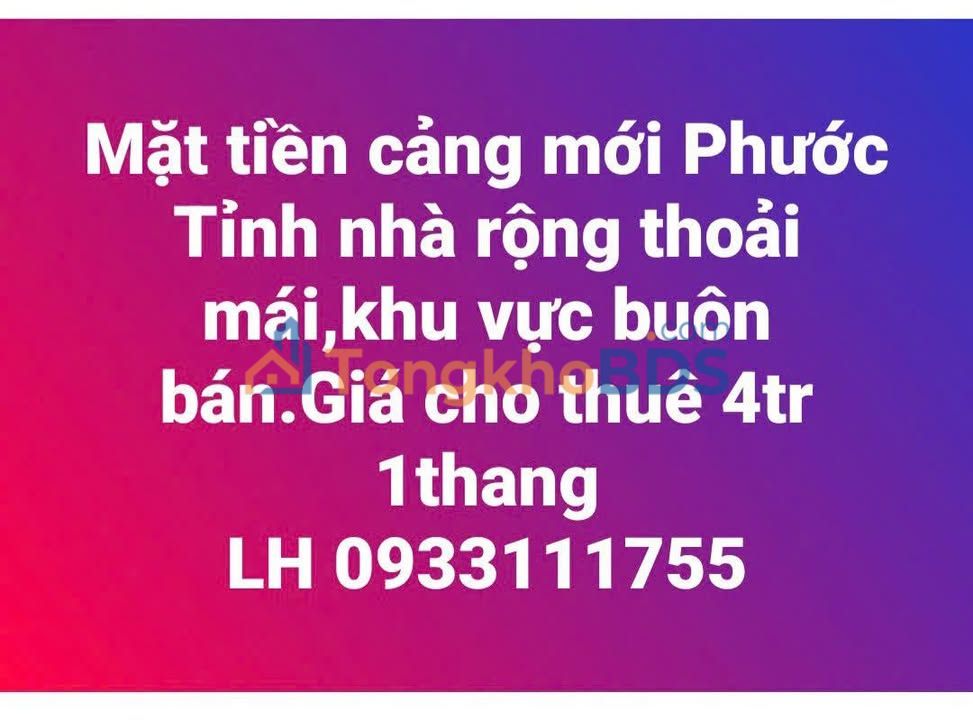 Mặt tiền cảng Phước Tỉnh - Cho thuê nhà kinh doanh 4tr/tháng