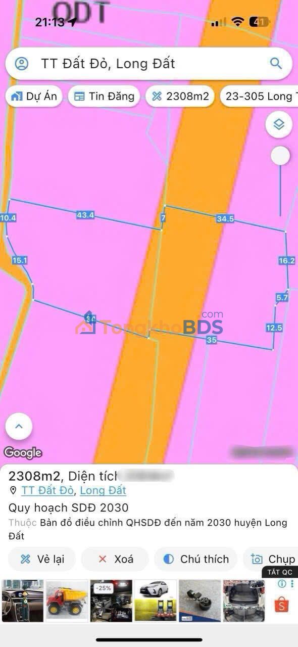 Đất Vàng Thị Trấn Đất Đỏ BR-VT 2308m² - Sổ Hồng Riêng, Sẵn Sàng Xây Dựng