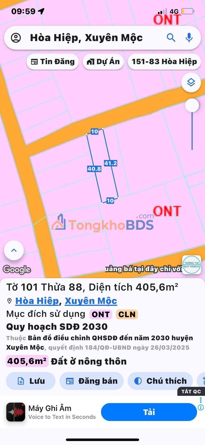 Đất Vườn Xuyên Mộc 405.6m² Sổ Riêng - Giá Đầu Tư 1.55 Tỷ