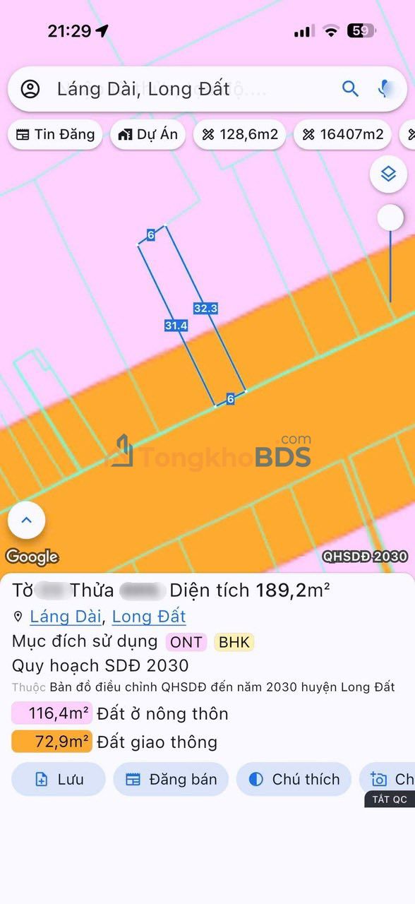Đất nền mặt tiền QL55 Bà Rịa - Vũng Tàu, 192m², 1.8 tỷ - Kinh doanh/Đầu tư