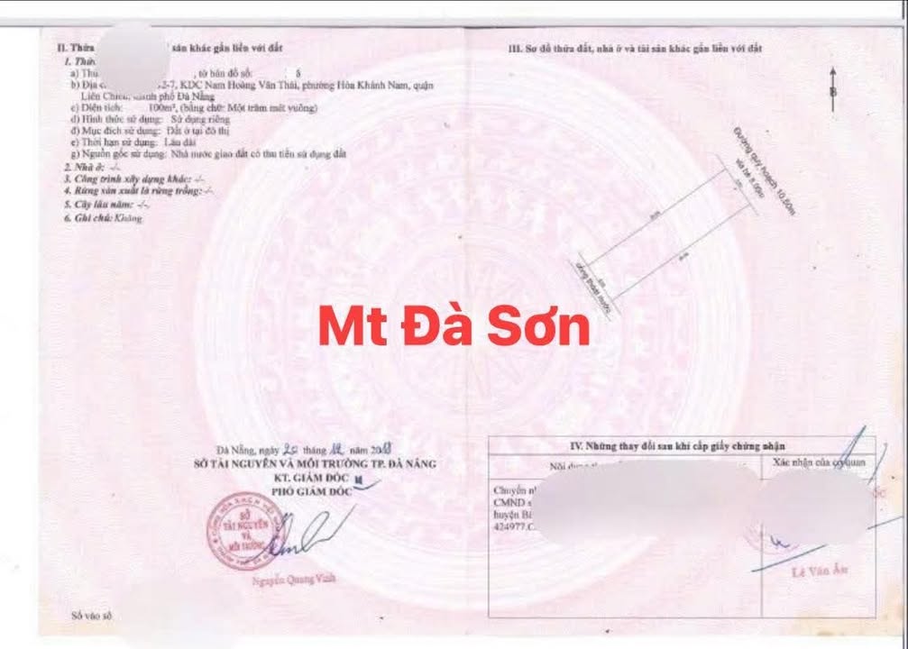 Đất Mặt Tiền Đà Sơn, Sơn Trà - 100m² Hướng Đông Bắc, Giá 5.5 Tỷ