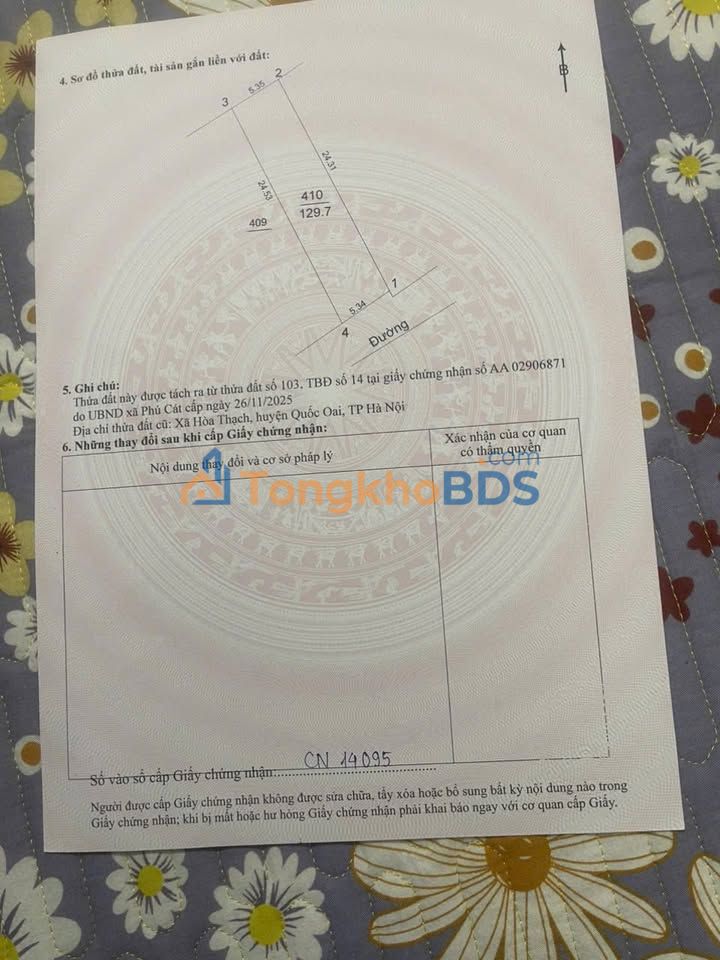 Bán đất Hòa Thạch Phú Cát 129.7m² - Ô tô thông thoáng, giá đầu tư 2.72 tỷ