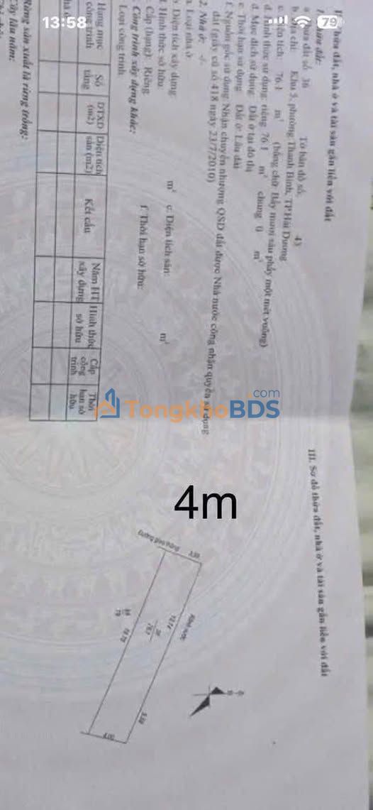 Bán Đất 76.1m² Ngõ Phố Đức Minh, TP. Hải Dương - Ô tô Đỗ Cửa, Giá Tốt