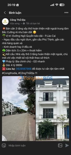 Nhà riêng Ngô Quyền Lào Cai 100m² 4.999 tỷ - Chính chủ bán