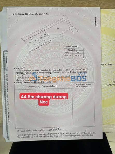 Đất nền Chương Dương, Hoàn Kiếm 44.5m² - Hơn 3 tỷ, ô tô vào đất