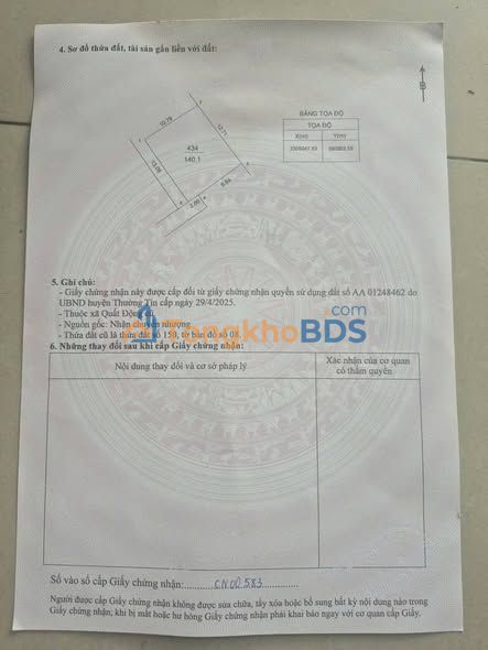 Bán đất Vàng Xã Quất Động, Thường Tín 140m² - Sổ Đỏ Sẵn Sàng