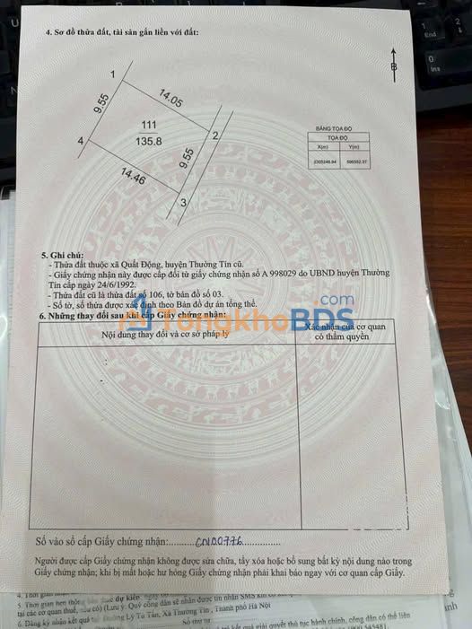 Đất Thường Tín 135.8m² - Mặt Tiền Rộng 9.55m - Sổ Đỏ Sẵn Sàng