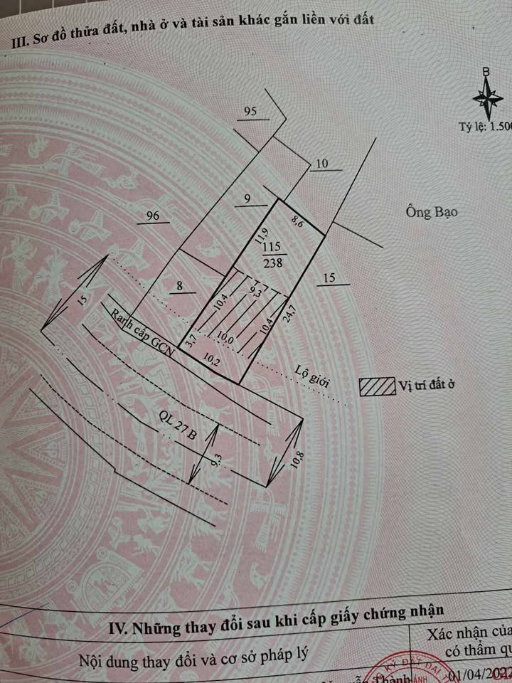 Đất nền mặt tiền Lê Lợi, Đà Lạt 238m² - Sổ hồng sẵn sàng, giá 2.5 tỷ