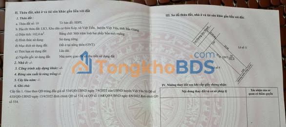 Đất nền Thôn Kép Việt Tiến 102m² giá 2.7 tỷ - Sổ đỏ chính chủ