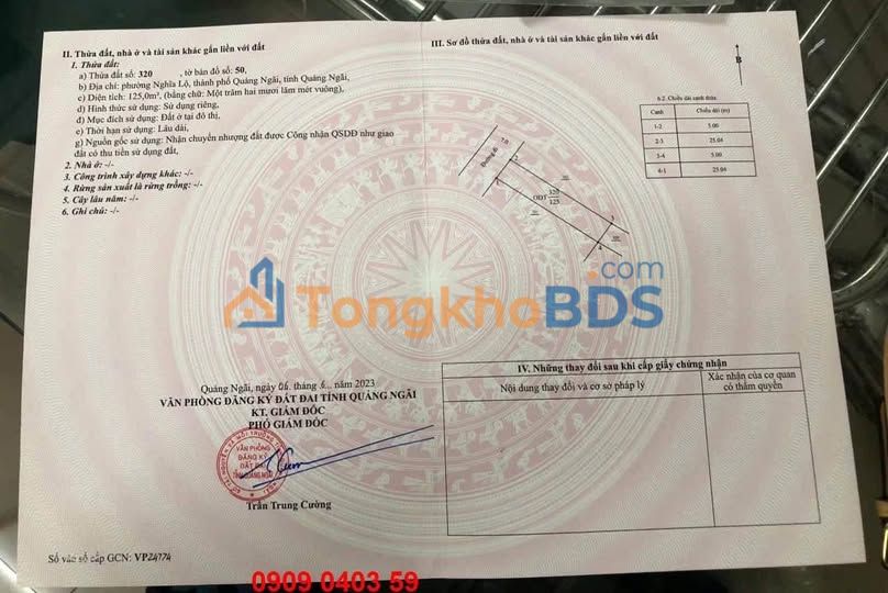 Đất Nền Lô Góc 125m² TP. Quảng Ngãi - Giá 1.7 Tỷ, Ô Tô Tránh Nhau