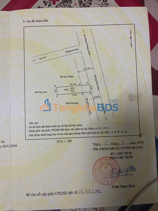 Bán Đất Thổ Cư 112m² Phường Ỷ La, TP Tuyên Quang - Sổ Đỏ Chính Chủ, Giá Tốt