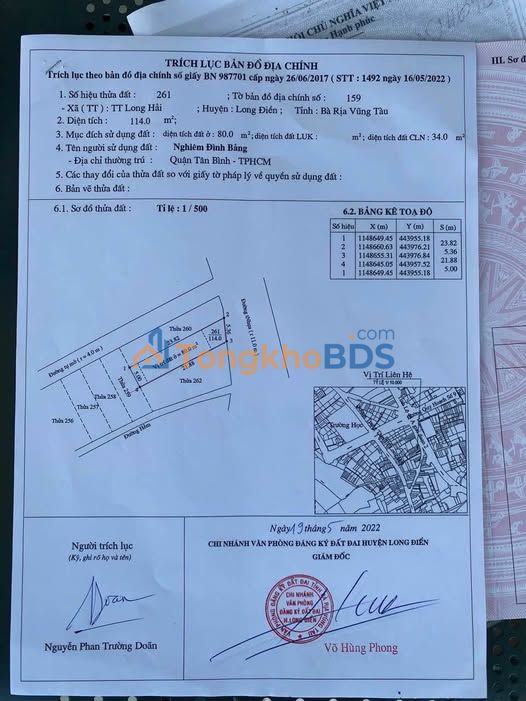 Đất Mặt Tiền Trân Quốc Toản Long Hải 115m² - Sổ Hồng Sẵn Sàng