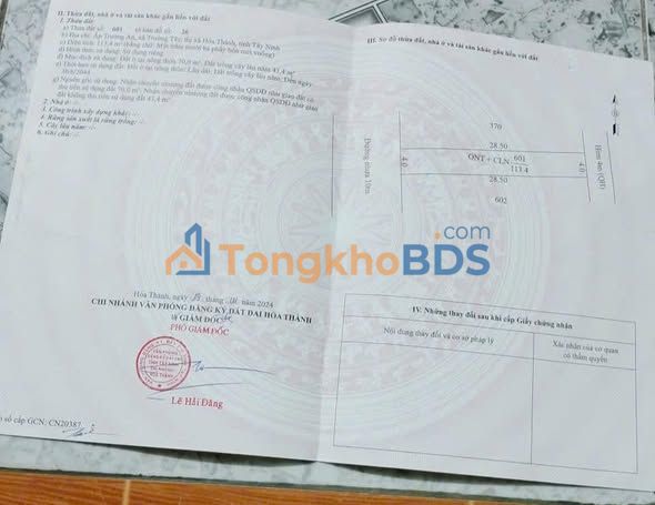 Đất Hẻm 32 Ngô Quyền, Hòa Thành 114m² - Sổ Hồng, Giá 560 Triệu