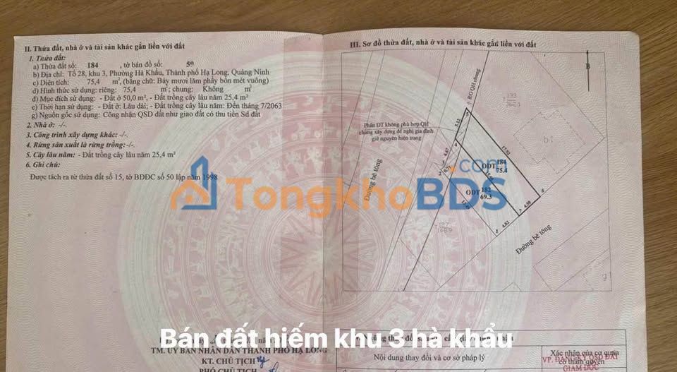 Bán Đất Đồi Hà Khẩu, Hạ Long 75.4m² - View Cầu Tình Yêu, Giá 1 Tỷ