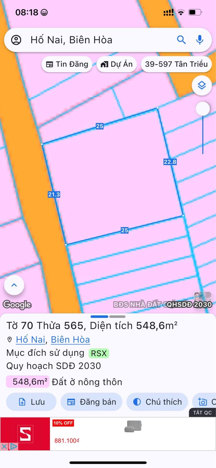 Đất Vườn 548m² Hố Nai 3, Trảng Bom - Sổ Riêng, Giá 2 Tỷ TL