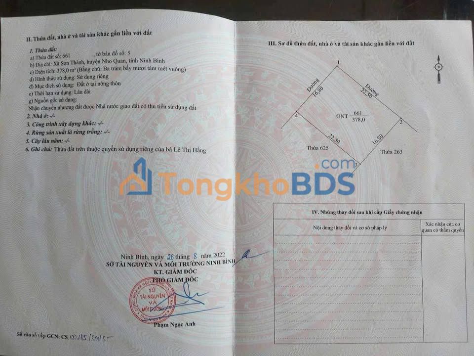 Bán Đất Thổ Cư 400m² Xã Văn Phú, Nho Quan - Sổ Đỏ Rõ Ràng