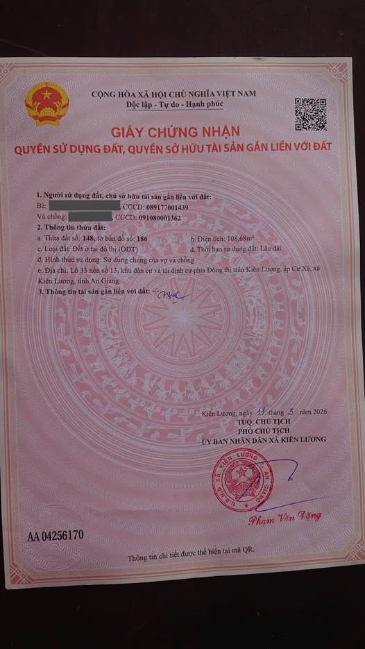 Bán Đất Nền Khu Dân Cư Máy Kéo Kiên Lương 108m² - Giá 680 Triệu