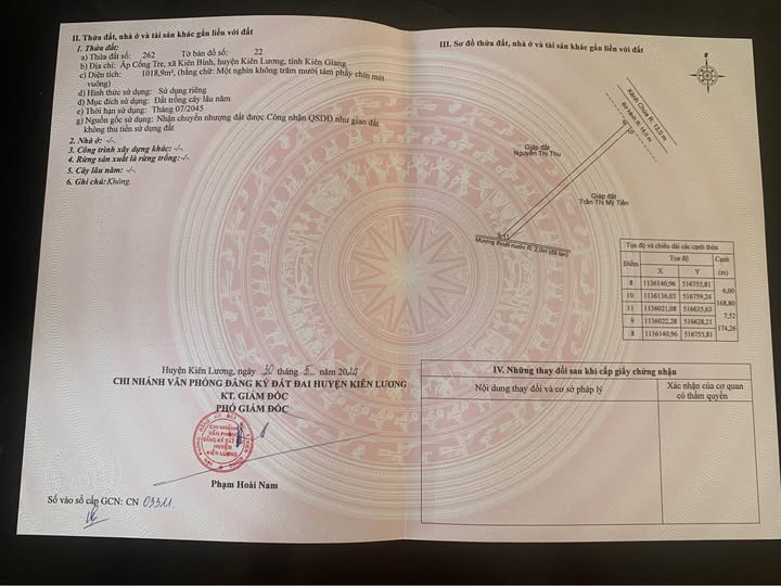 Đất nền Kênh Chùa, Kiên Lương - 1080m² giá 366 triệu - Sổ đỏ sẵn