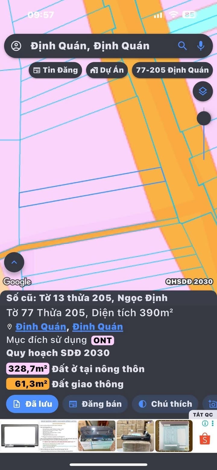 Đất Mặt Tiền 403m² Có Nhà Cấp 4 - Định Quán, Đồng Nai - Giá 1.7 Tỷ