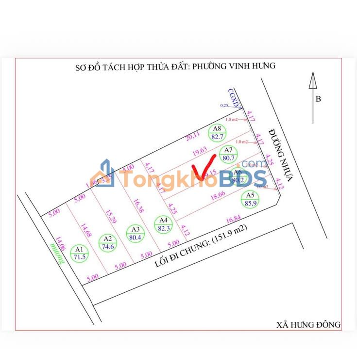Bán đất Hưng Đông 80.7m² giá 3.05 tỷ - Ngõ Đặng Thai Mai, ô tô tránh