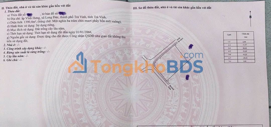 Đất Vườn Trà Vinh 1390m² - Sổ Đỏ Riêng, Giá Đầu Tư Hấp Dẫn