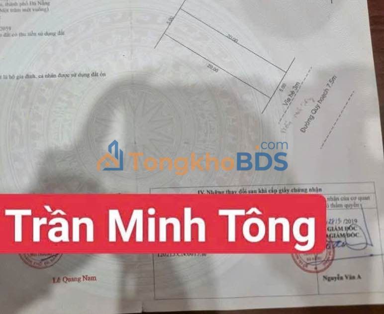 Bán Đất Vàng Trần Minh Tông, Đà Nẵng - 100m² Hướng Đông Nam, Giá 7.87 Tỷ