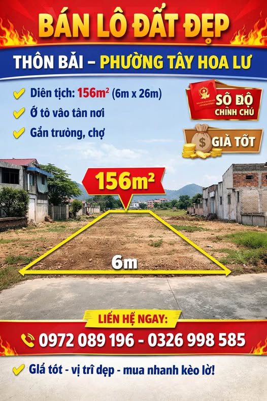 Đất Ninh Bình - Lô đất 156m² Hoa Lư, Hướng Tây, Giá chỉ 1.0x tỷ - Cắt lỗ gấp!
