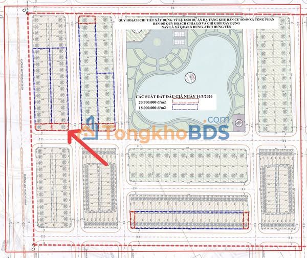 Đất nền Tống Phan, Hưng Yên - 172.2m² lô góc, giá tốt