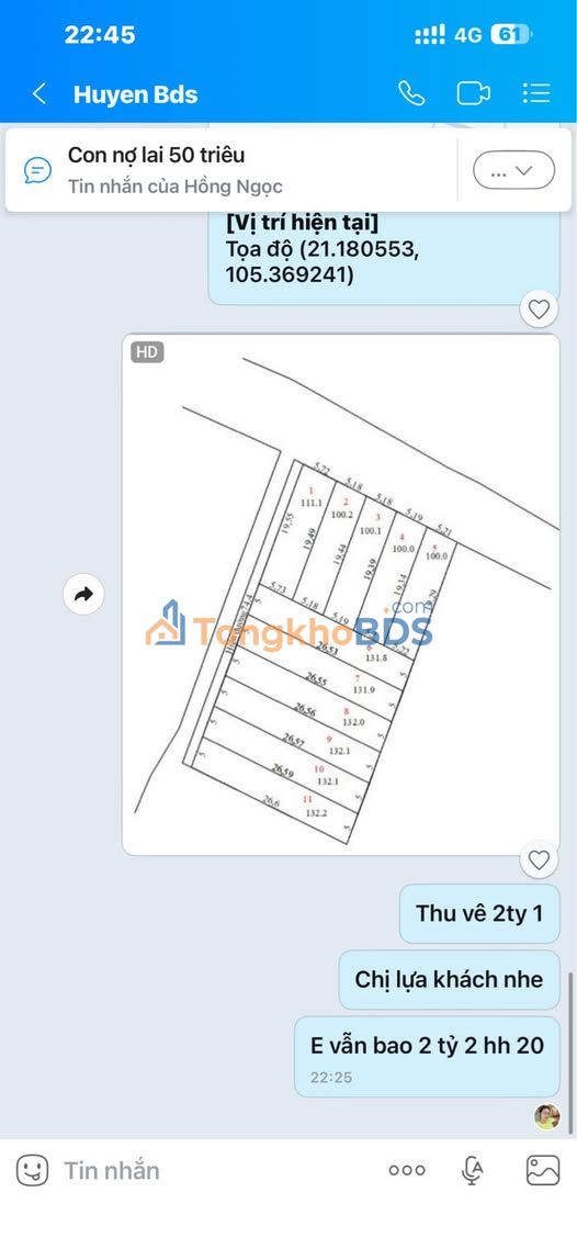 Đất Nền Tân Thành Ba Vì - Lô Góc Kinh Doanh 111m² - Giá 2 Tỷ