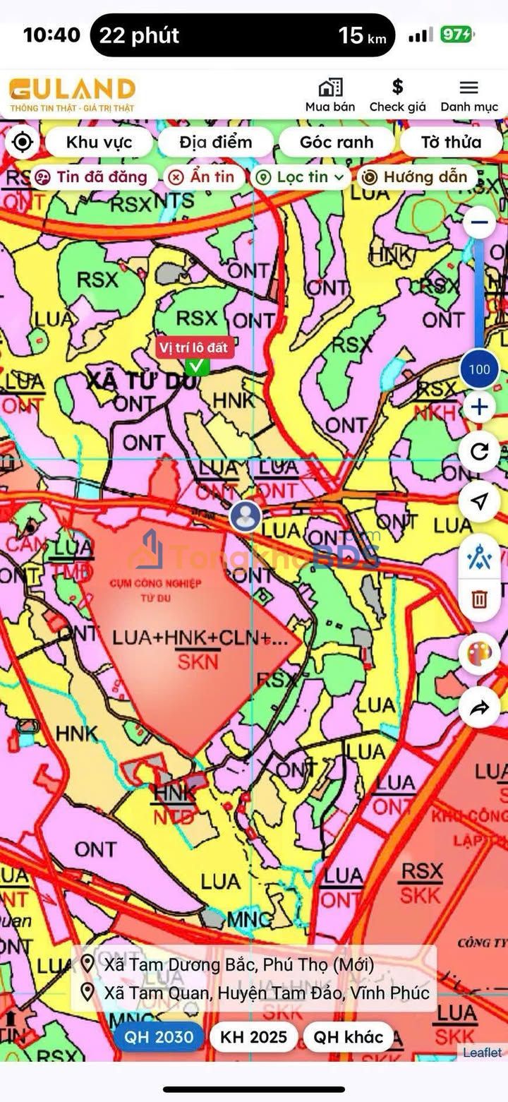 Đất Nền Lập Thạch 160m² - Mặt Tiền Rộng 10m, Sổ Đỏ Vuông Vắn, Giá Chỉ 1.35 Tỷ