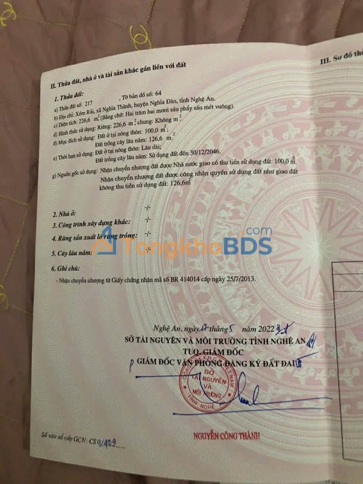 Đất nền Nghĩa Thành, Nghĩa Đàn (226m²) - Sổ đỏ 100% thổ cư, giá chỉ từ 2.x tỷ