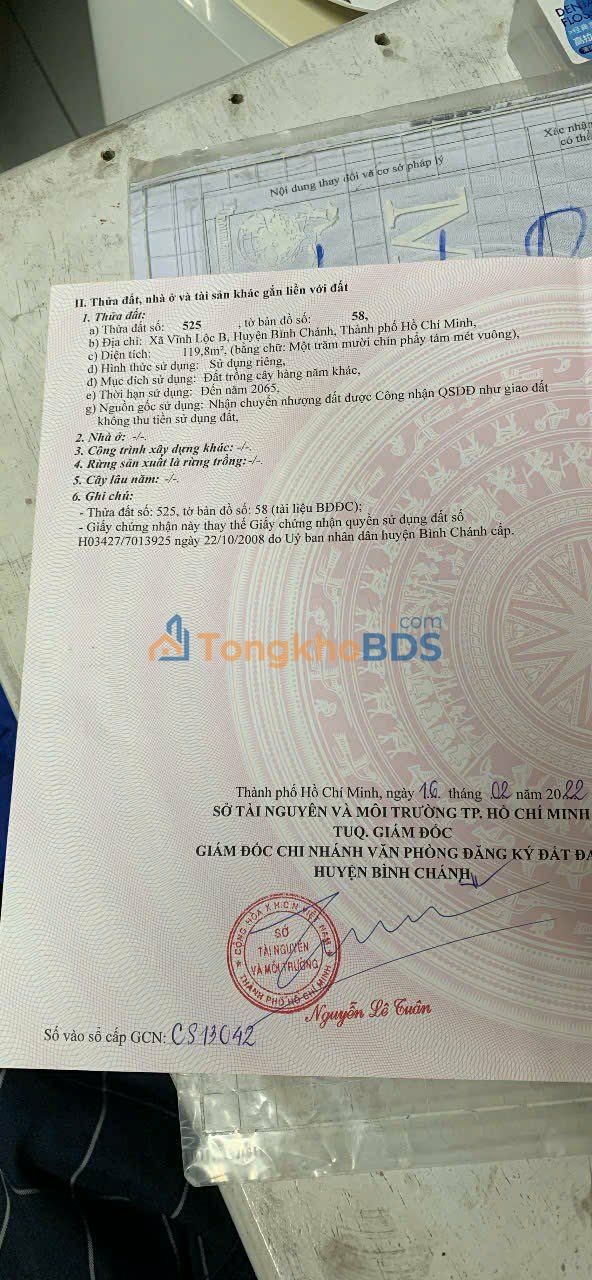 Đất Sổ Đỏ 120m² Vĩnh Lộc B - Hướng Bắc, Giá 1.9 Tỷ