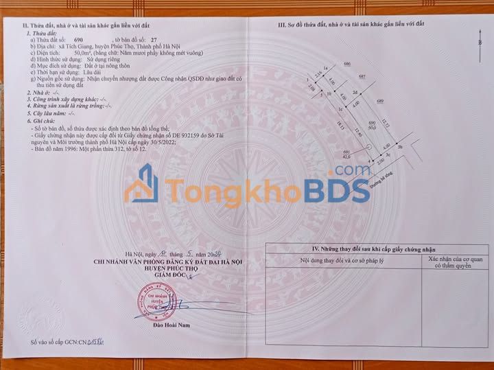 Bán Đất Lô Góc 50m² Tích Giang, Phúc Thọ - Giá 1.x Tỷ