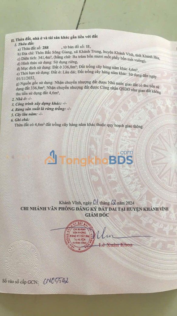 Đất Thổ Cư 341m² Khánh Vĩnh - Sổ Hồng Sẵn Sàng, Giá Đầu Tư 3xx Triệu