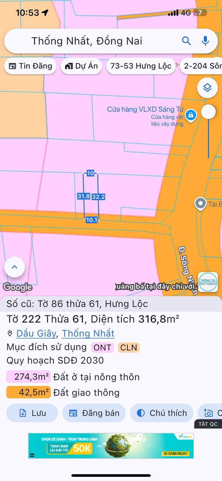 Đất Thổ Cư 320m² Dầu Giây - Sổ Riêng, Gần KCN, Giá 2 Tỷ