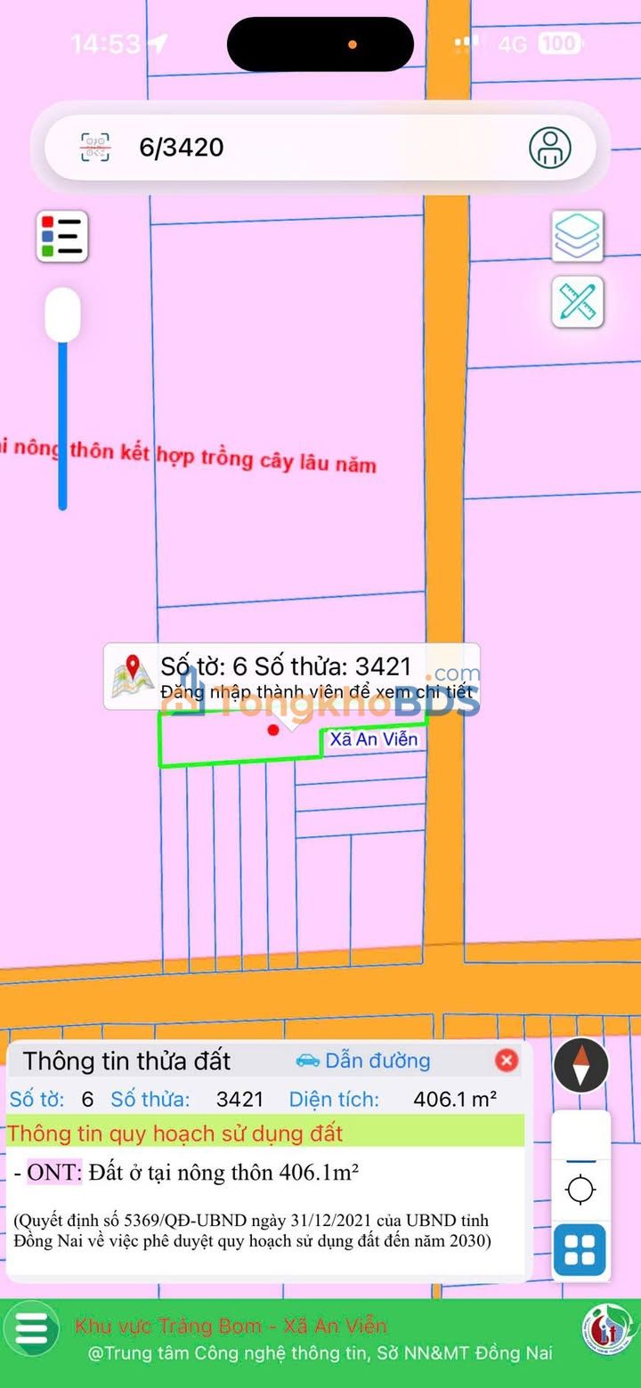 Đất Vườn 500m² Sổ Hồng Riêng Xã An Viễn, Trảng Bom - Giá 2.7 Tỷ