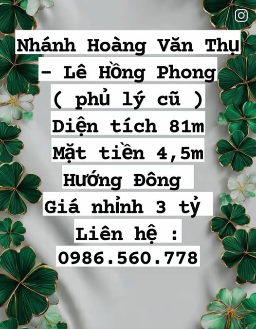 Bán Gấp Căn Hộ 81m² Mặt Tiền Kinh Doanh Phủ Lý - Giá 3 Tỷ