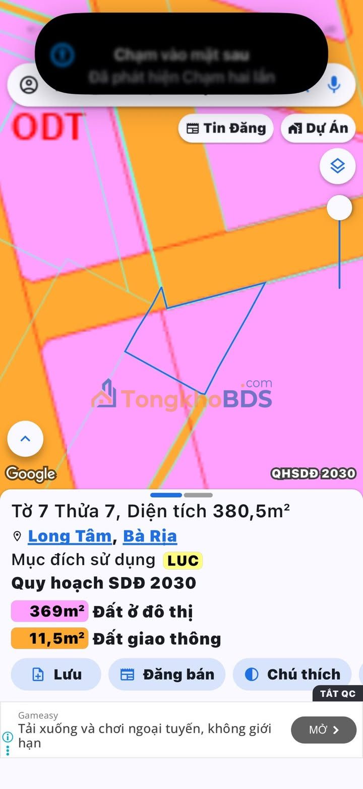 Bán Đất Vàng 380m² Sổ Đỏ Thổ Cư Tại TP Bà Rịa - Giá Tốt