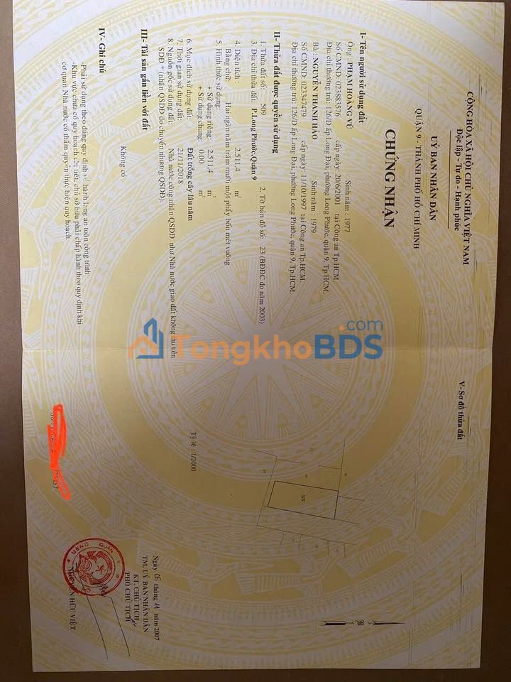 Bán Đất Mặt Tiền D1 Long Phước, Thủ Đức - 2511m² Giá Tốt