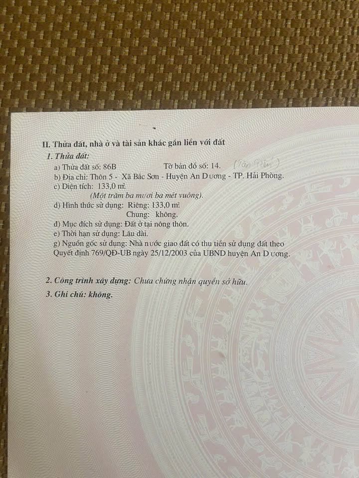 Đất Nền Mặt Tiền Đường 208, Kiến An, Hải Phòng - 133m² - Giá 2.88 Tỷ