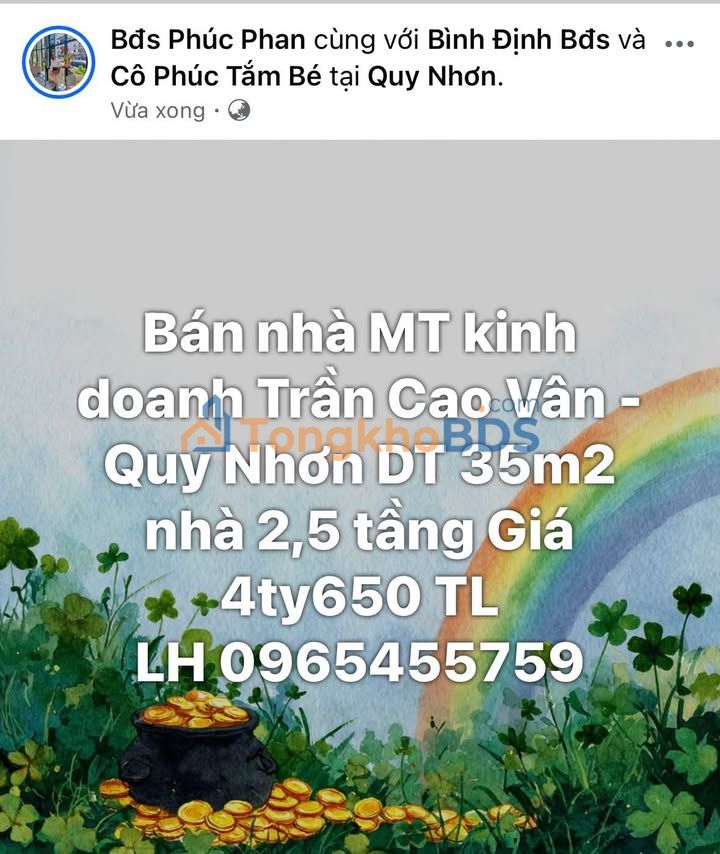 Nhà Mặt Tiền Kinh Doanh Trần Cao Vân, Quy Nhơn - 35m², 4.65 Tỷ TL