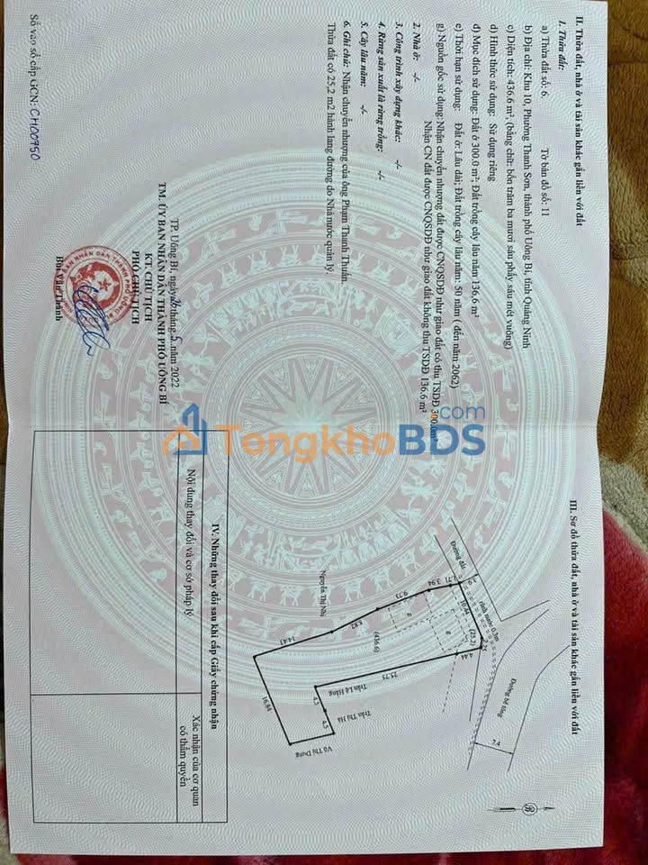 Đất nền Uông Bí 436m² - Sổ đỏ chính chủ, giá đầu tư tốt