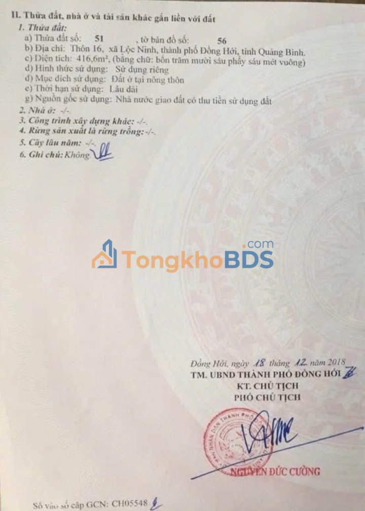 Mặt Tiền Lý Thánh Tông Đồng Hới 785m² - Giá 6 Tỷ, Nở Hậu Đẹp