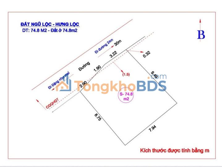 Bán Đất Hưng Lộc, Vinh 75m² - Lối 2 Đặng Như Mai, Ô tô Thông Thoáng