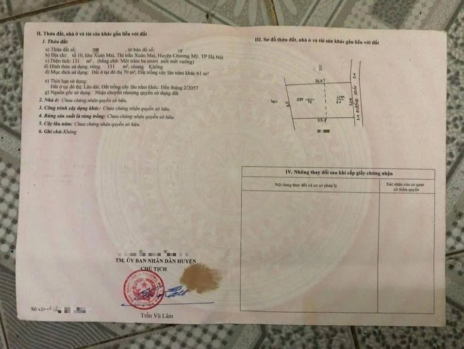 Đất Thổ Cư Xuân Mai 131m² - Sổ Đỏ Chính Chủ, Gần QL6A Mở Rộng