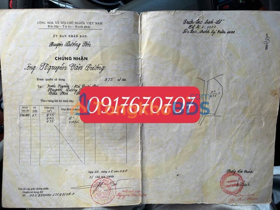 Bán Đất Nền Lương Sơn 875m² - View Cao Thoáng Đẹp, Sổ Đỏ Rõ Ràng